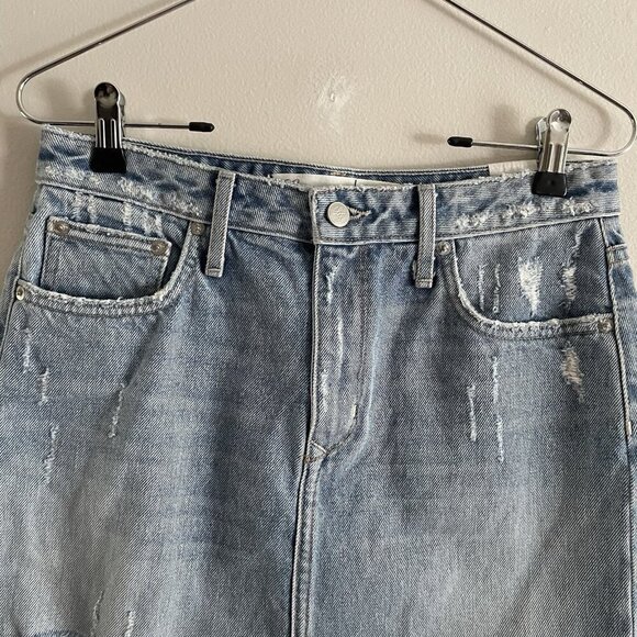 Lovers + Friends Denim Women 27 Campo Wash Distressed Frayed Elijah Mini Skirt - Picture 7 of 16
